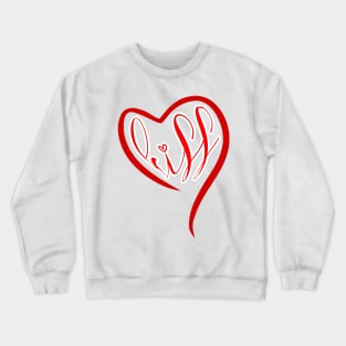 Kiss inside a red heart, a reference to Valentine's Day Crewneck Sweatshirt